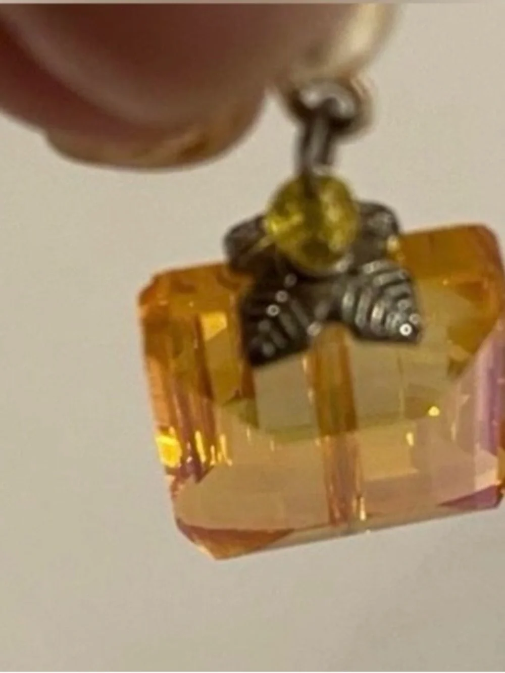 Gold-Tone Orange Cube Drop Earrings